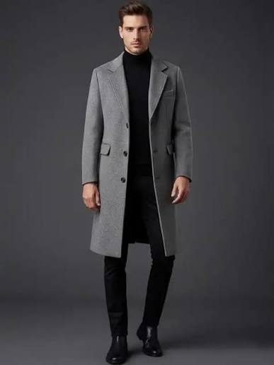 Men's woolen Long coat